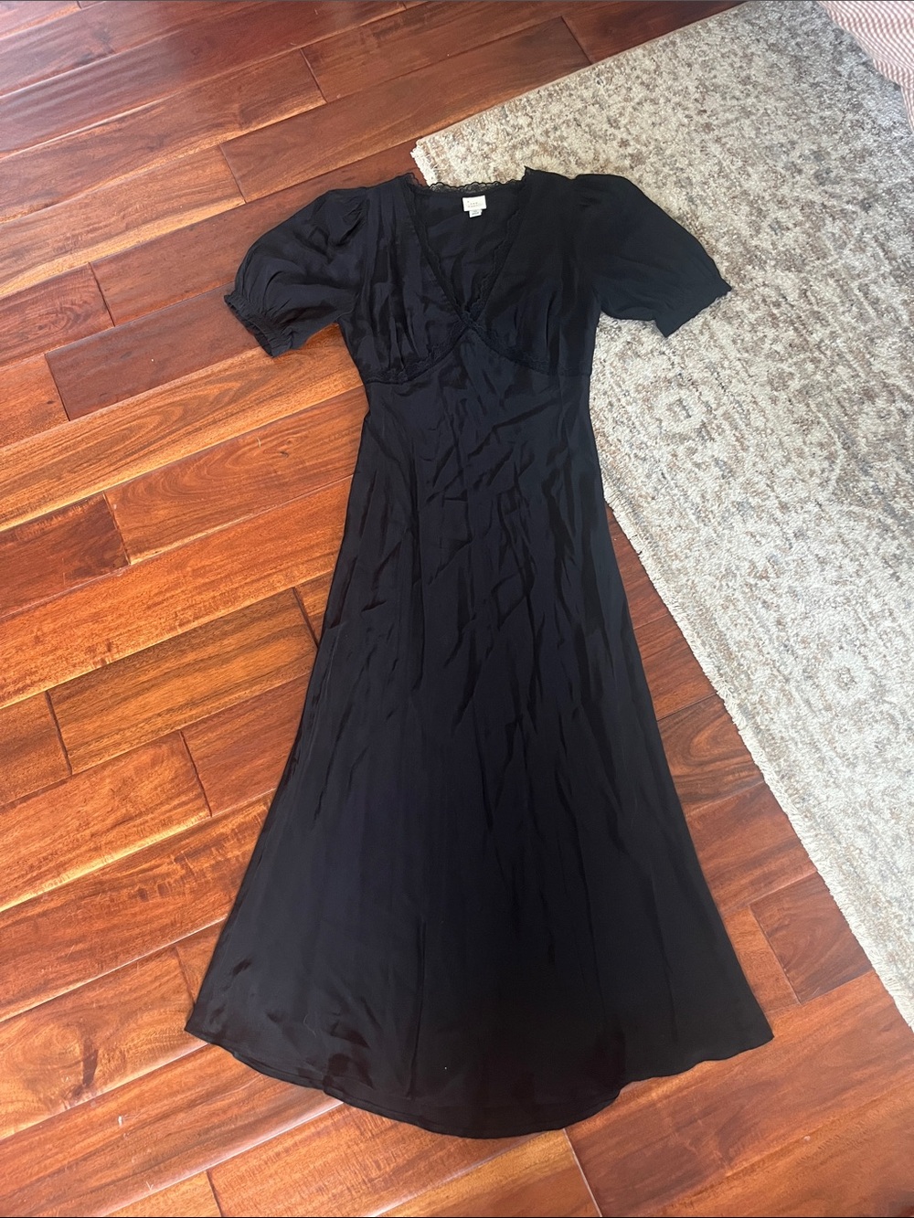 A new day Black V-Neck Midi Dress